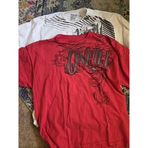 O'Neill Red & White XXL T-shirts Set Of 2 Cotton Short Sleeve Logo Shirts